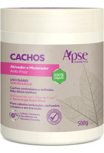 Ativador e Modelador Anti Frizz Cachos 500g, Apse Cosmetics